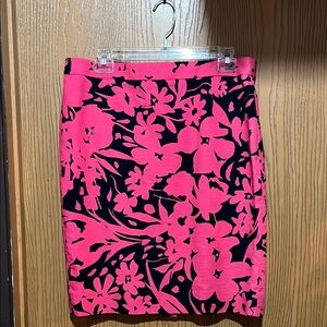 J. crew pink and blue floral pencil skirt size 8